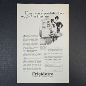 1927 Frigidaire Refrigerator General Motors Vintage Print Ad Dayton Ohio Kitchen